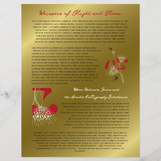 Flyer Andorinhas & Coração Chinês Floral Oriental Dourad