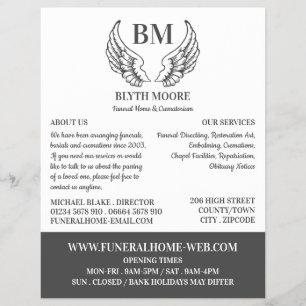 Flyer Angel Wings, Funeral Home, Diretores