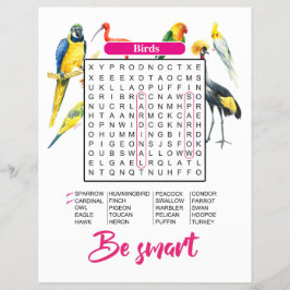 Flyer Animais & Aves Caça-Palavras | Divertido Educativo