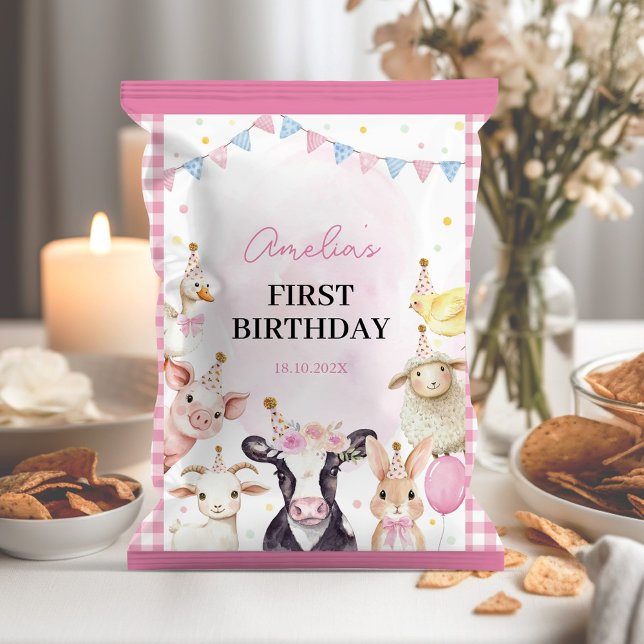 Flyer Animais De Fazenda Menina Rosa Menina De Aniversár (Criador carregado)