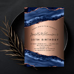 Flyer Aniversário azul-agate rosa ouro convite orçamenta<br><div class="desc">Um convite moderno,  na moda e glamouroso para uma festa de aniversário (ou qualquer idade) 30. Ouro azul e rosa,  fundo de mármore. O nome é escrito com um moderno estilo escrito à mão. Personalize e adicione os detalhes da sua festa.</div>