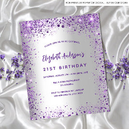 Flyer Aniversário com violeta de prata violeta púrpura c