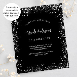 Flyer Aniversário convite para o orçamento da prata negr