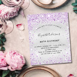 Flyer Aniversário convite para o orçamento de prata roxa<br><div class="desc">Por favor, note que este convite está no papel de folheto e é muito fino. Os envelopes não estão incluídos. Para convites mais espessos (mesmo design) visite nossa loja. Para um aniversário elegante de 50 anos (ou qualquer idade). Um fundo de olhar mal prateado. Decorado com faíscas de brilho púrpura....</div>