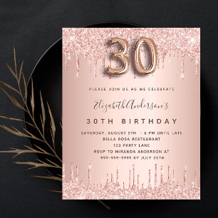 Flyer aniversário de 30 anos rosa do convite para orçame