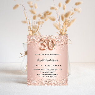 Flyer aniversário de 30 anos rosa do convite para orçame