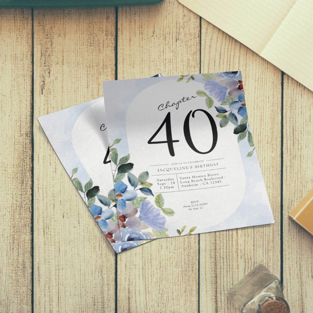 Flyer Aniversário de 40 anos de Orçamento Azul Floral Co (Criador carregado)
