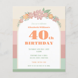 Flyer Aniversário de 40 anos de orçamento faixas cor-de-
