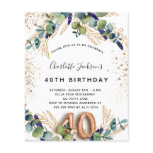 aniversário de 40 anos eucalyptus - convite orçame