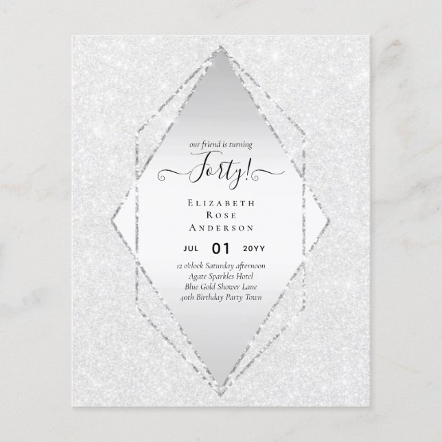 Flyer aniversário de 40 anos Invoca Glamor Girly Modern  (Frente)