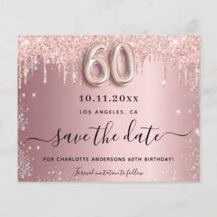 Flyer aniversário de 60 anos rosa bege prata orçamento e