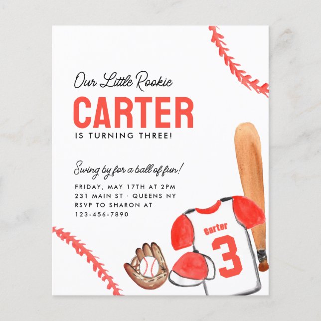 Flyer Aniversário do Bat Bat Glove Shirt Baseball (Frente)