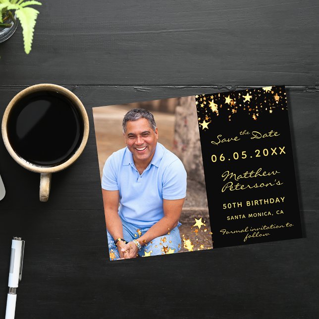 Flyer Aniversário do orçamento de foto de ouro preto Sal (Criador carregado)