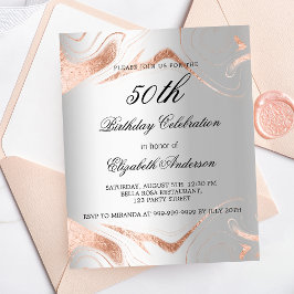 Flyer Aniversário do rosa de ouro do Mármaco de prata