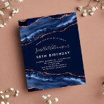 Flyer Aniversário do rosa do orçamento do mármore azul<br><div class="desc">Por favor, note que este convite está no papel de folheto e é muito fino. Os envelopes não estão incluídos. Para convites mais espessos (mesmo design) visite nossa loja. Um convite moderno, na moda e glamouroso para uma festa de aniversário (ou qualquer idade) 30. Ouro azul e rosa, fundo de...</div>
