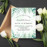 Flyer Aniversário eucalipto verde convite orçamental<br><div class="desc">Por favor, note que este convite está no papel de folheto e é muito fino. Os envelopes não estão incluídos. Para convites mais espessos (mesmo design) visite nossa loja. Um convite de tendência para um tema de 40ª (ou qualquer idade) festa de aniversário, encantado da floresta. Um fundo de cor...</div>