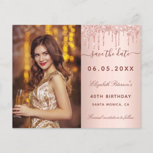 Flyer Aniversário rosa glitter foto orçamento Salve a da