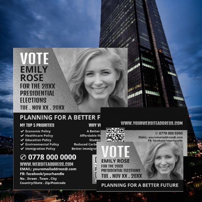 Flyer Anúncio de Campanha Política com Efeito de Folha S (Criador carregado)