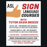 Flyer Anúncio de curso de linguagem de sinal de gesto AS<br><div class="desc">Curso de Linguagem de Sinais de Gesto ASL Thumbs-up Pelos Folhetos de Publicidade Da Loja de Cartão de visita.</div>
