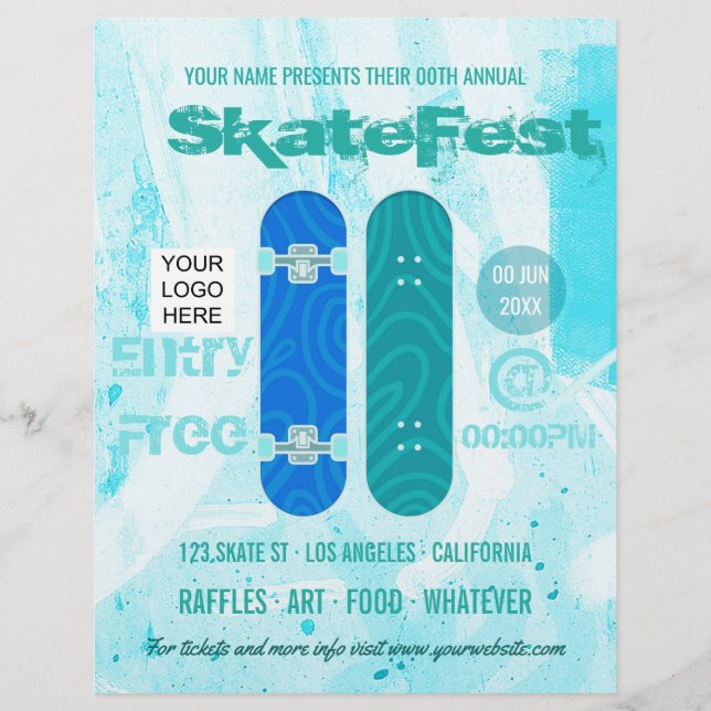 Flyer Anúncio de evento de skate adicione foto e logotip (Frente)