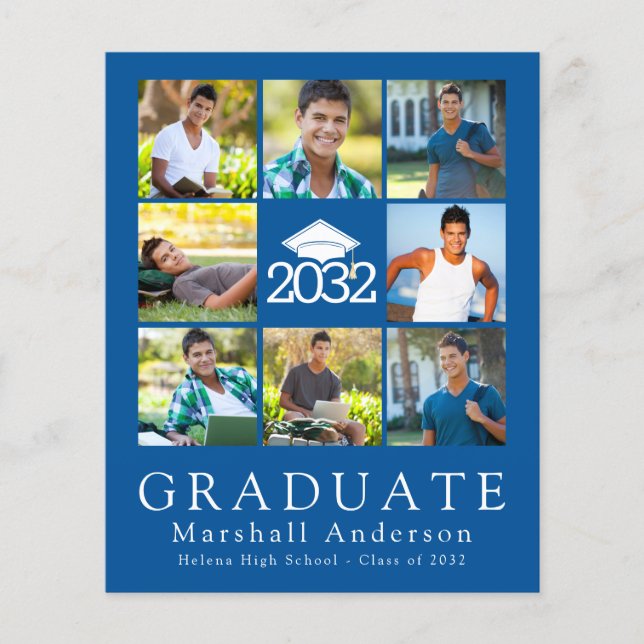 Flyer Anúncio de fotos do Formando azul do PAPER - Boné (Frente)