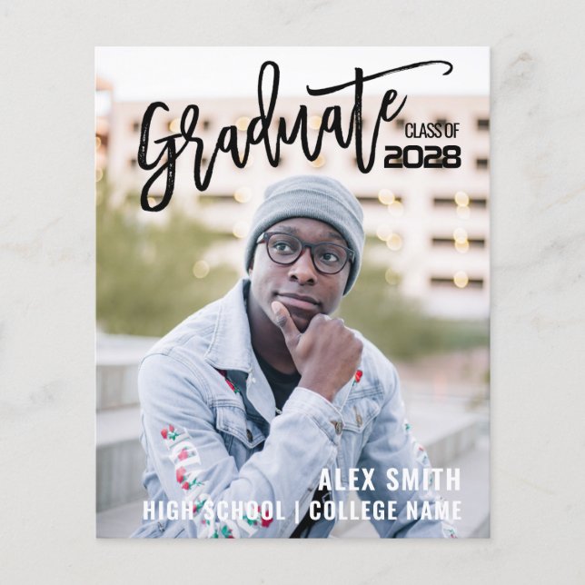 Flyer Anúncio de Graduação de Foto do Cheio de Script de (Frente)