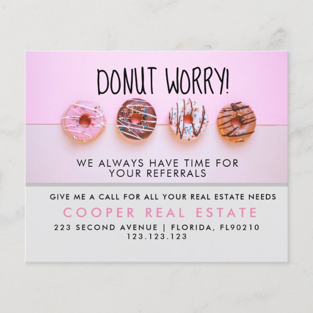 Flyer Anúncio de indicações de donut imobiliário (Frente)