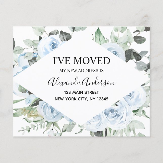 Flyer Anúncio de Movimentação Floral Azul Dusty (Frente)