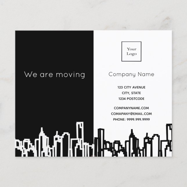 Flyer Anúncio de mudança de negócio de skyline de cidade (Frente)