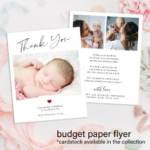 Flyer Anúncio de nascimento com foto do bebê, orçamento