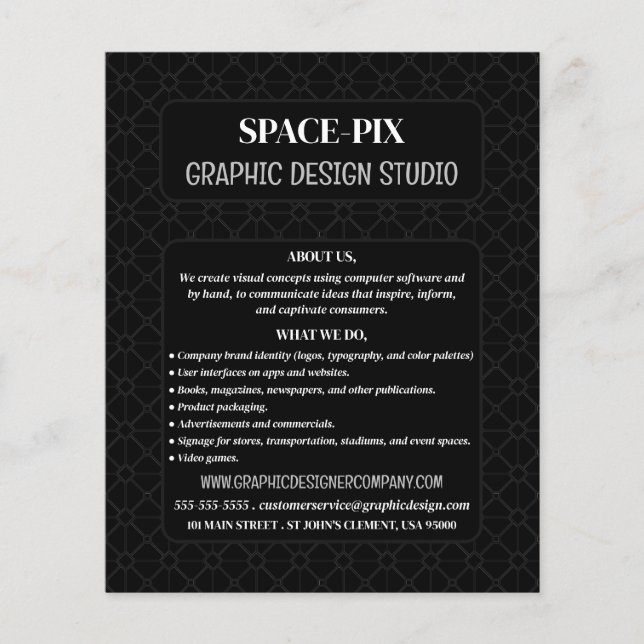 Flyer Anúncio do Gráfico de Malha, Designer Gráfico (Frente)