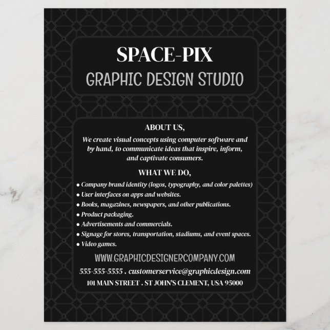 Flyer Anúncio do Gráfico de Malha, Designer Gráfico (Frente)