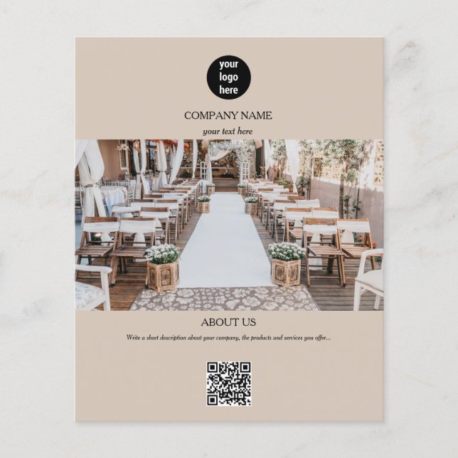 Flyer Anúncios de Promocional de logotipo comercial bege (Frente)