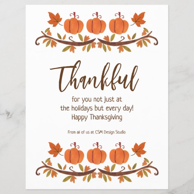 Flyer Apreciação Personalizada do Cliente em Ação de Gra (Frente)