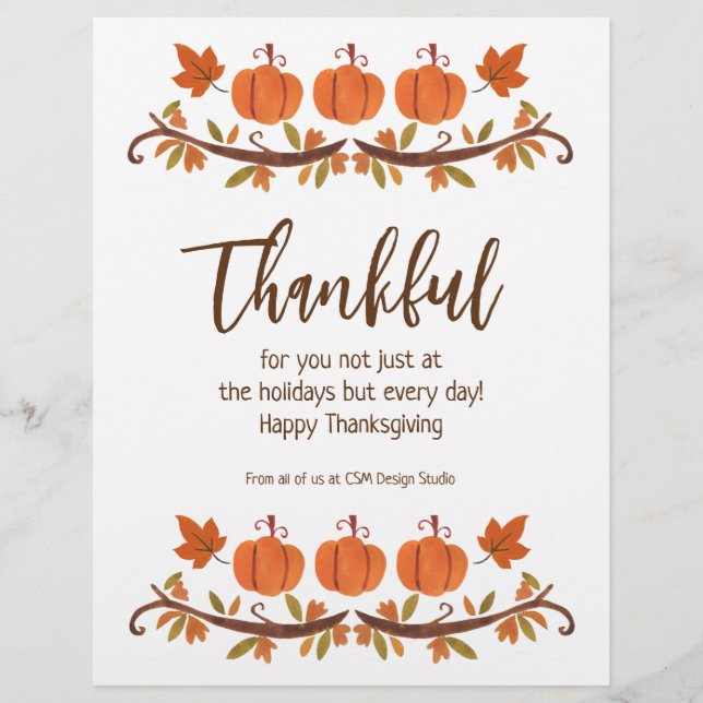 Flyer Apreciação Personalizada do Cliente em Ação de Gra (Frente)