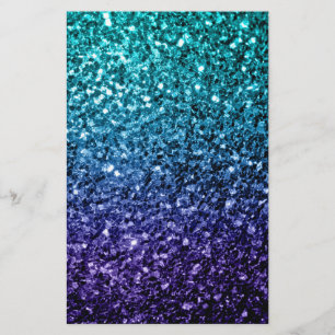 Flyer Aqua blue Ombre faux glitter sparkles