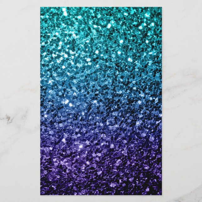 Flyer Aqua blue Ombre faux glitter sparkles (Frente)
