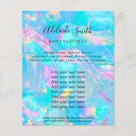 Flyer aqua opal stone FAUX hológrafo