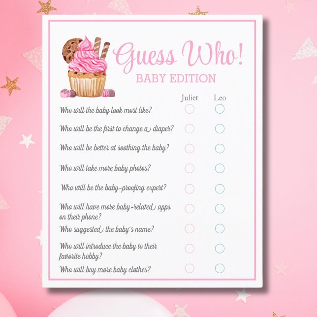 Flyer Aquarela Cor-De-Água Cor Rosa Adivinha Quem Bebê (Criador carregado)