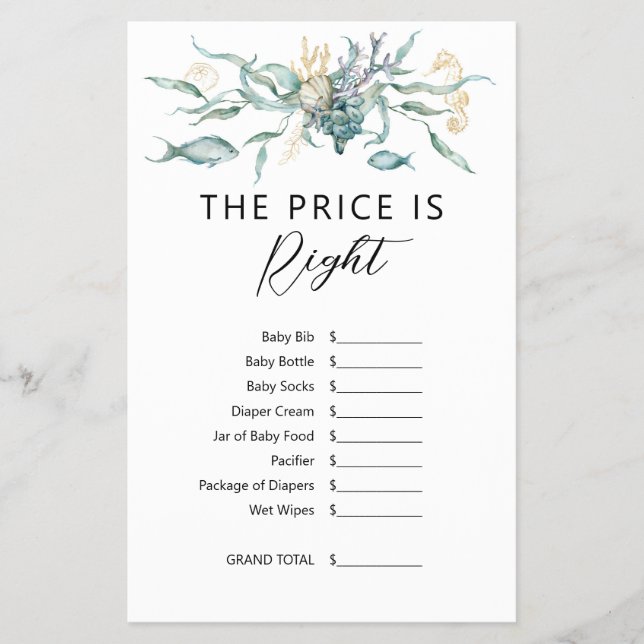 Flyer Aquarela debaixo do mar O preço é o jogo certo (Frente)