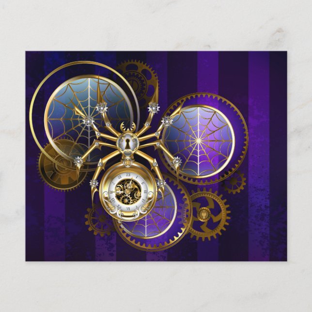 Flyer Aranha Steampunk no fundo roxo (Frente)