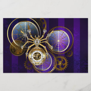 Flyer Aranha Steampunk no fundo roxo