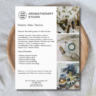 Flyer Aromaterapia Spa Logotipo Personalizado Promociona