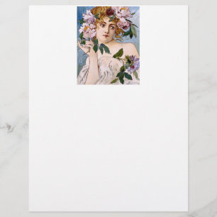 Flyer Art Nouveau Lady with Flowers