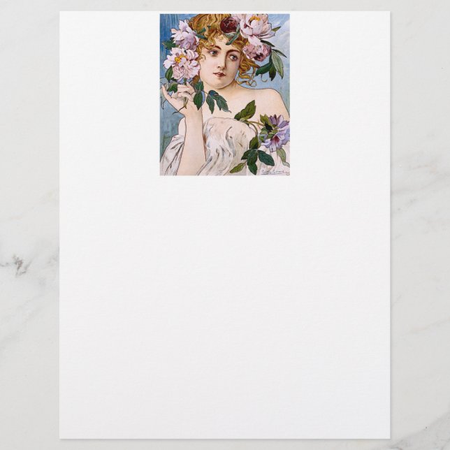 Flyer Art Nouveau Lady with Flowers (Frente)