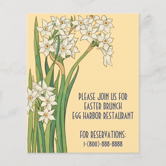Flyer Art Nouveau Narcissus Flowers – Easter (Frente)