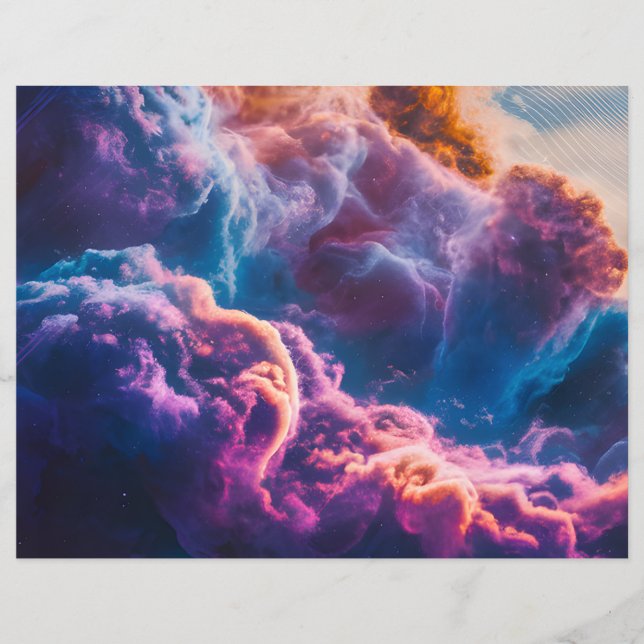 Flyer Arte de Nebulosa Espacial Abstrata - Colorida e Có (Frente)