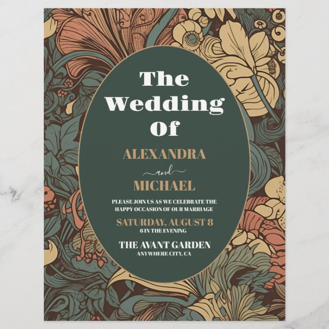 Flyer Arte Floral Elegante de Orçamento Nouveau Casament (Frente)