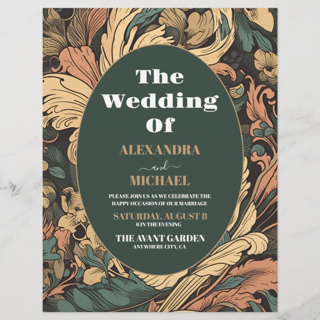 Flyer Arte Floral Elegante de Orçamento Nouveau Casament (Frente)