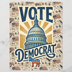 Flyer Arte Folclórica Patriótica Americana Vintage Voto 